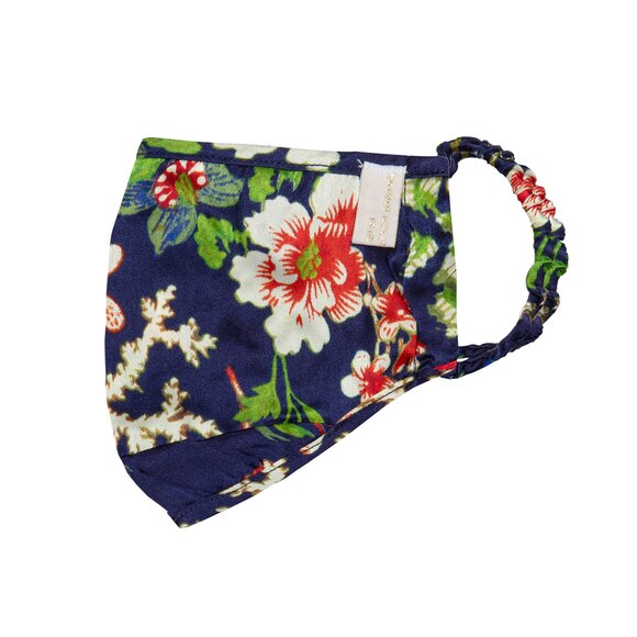 SALE - HOLISTIC SILK ANTI POLLUTION MASK NAVY FLOWERS - MUNDSCHUTZ & NASENSCHUTZ