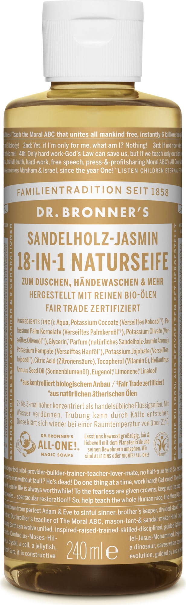 DR. BRONNER'S NATURSEIFE SANDELHOLZ - JASMIN - LIQUID SOAP