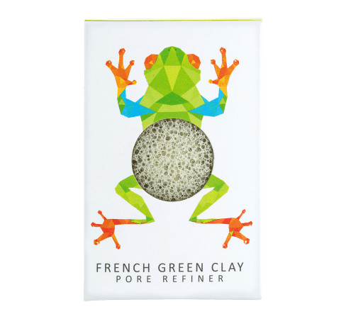 THE KONJAC SPONGE MINI SPONGE FRENCH GREEN CLAY - RAINFOREST TREE FROG