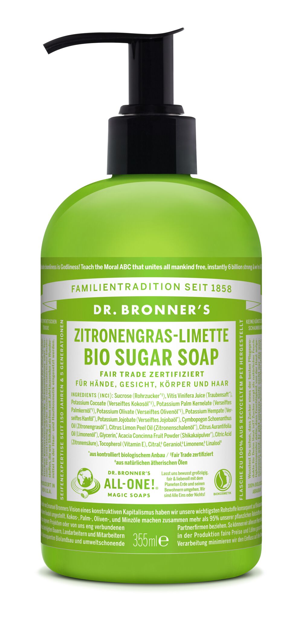 DR. BRONNER'S SUGAR SOAP LEMONGRASS LIME
